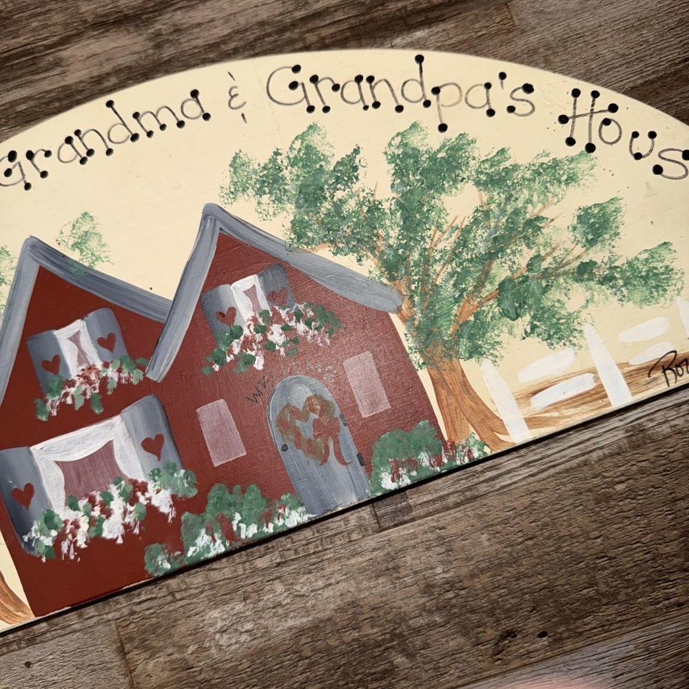 Welcome Friends Wooden Hand Painted 80s "there's No Place Like Grandma/Grandpa - Picture 4 of 7